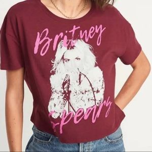 NWT BRITNEY SPEARS Old Navy T-Shirt Sz 3x Women's Burgundy Cropped Short Sleeve